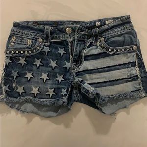 Miss Me Denim Shorts - American Flag
